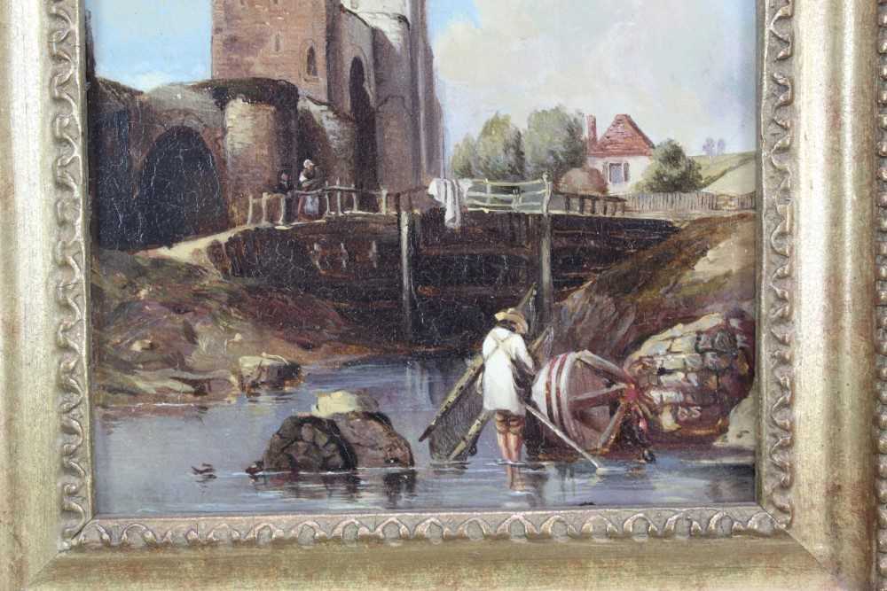 Clarkson Frederick Stanfield oil on canvas ? Castle, label verso. - Image 3 of 10