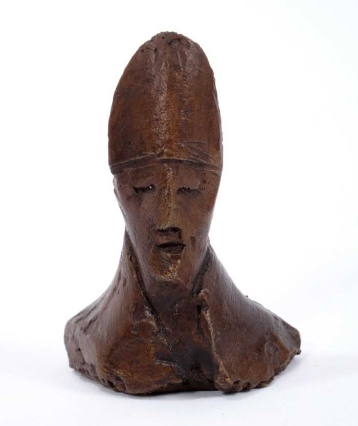 *Dame Elisabeth Frink (1930-1993) Bishop bronze chess piece ‘Goggled Heads' 1967/9