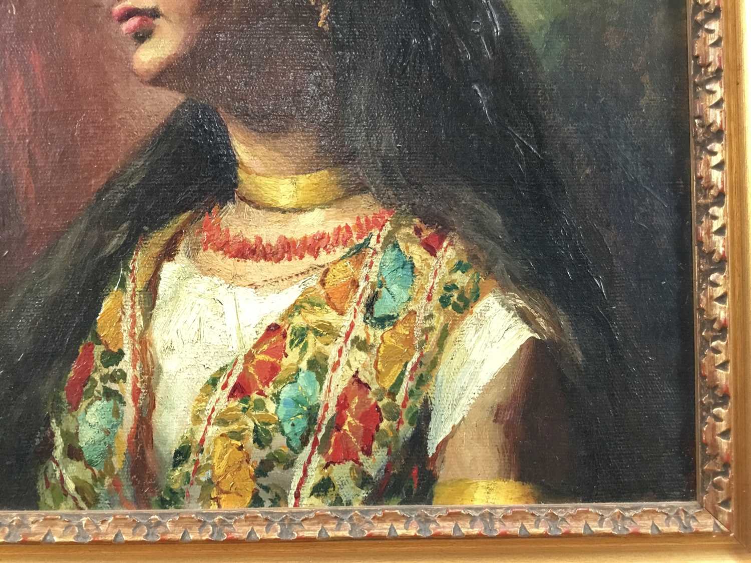 Late 19th century Orientalist School oil on canvas - portrait of a Sicilian Beauty, apparently unsig - Image 6 of 7