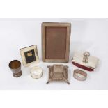 Selection of miscellaneous silver including two photograph frames, two napkin rings and other items