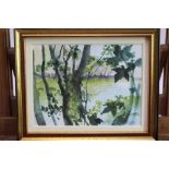 Lesley Fotherby (b.1946) watercolour - Shady Trees, signed, in glazed gilt frame, 12cm x 16cm Prov