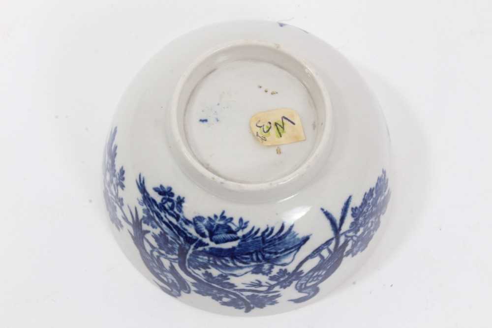 Worcester tea bowl and saucer, circa 1775, printed with the Birds in Branches pattern, the saucer me - Image 8 of 8