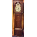 Late 18th/early 19th century longcase clock with 30 hour movement, 12inch painted break arch dial,