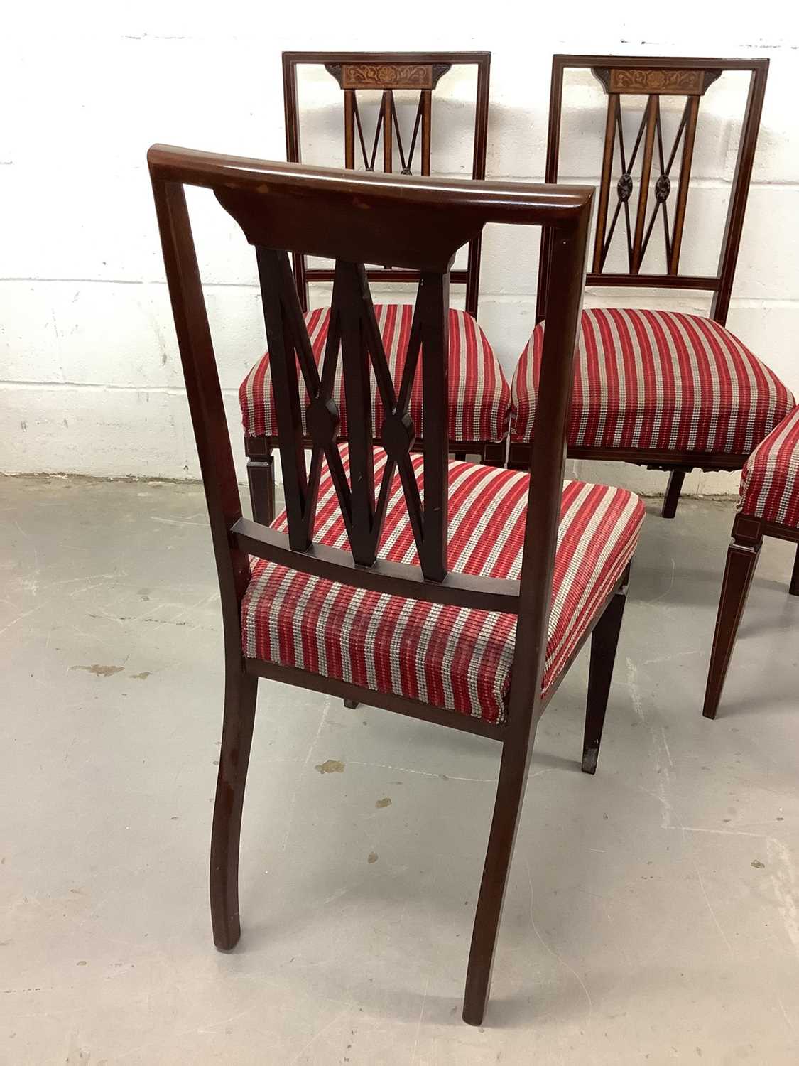 Set of four Edwardian mahogany and marquetry inlaid salon chairs - Image 4 of 4