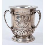 Edwardian silver three-handled cup