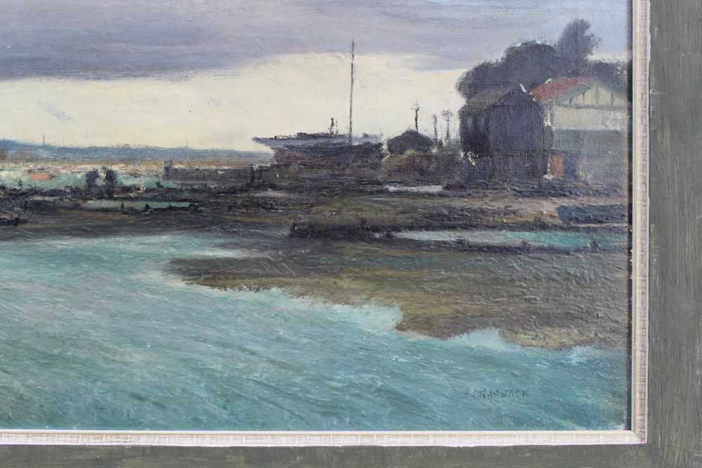Fid Harnack oil on canvas, harbour scene, signed - Image 5 of 8