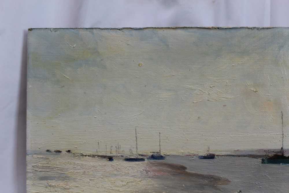 Fid Harnack, oil on board, West Mersea, Low water, signed and inscribed as titled verso - Image 4 of 7