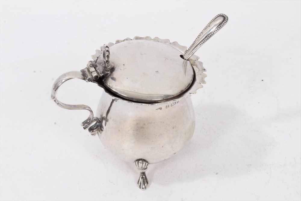 Late Victorian silver mustard pot of baluster form, with shaped rim and scroll handle - Image 2 of 8