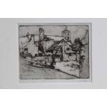 James Hamilton Hay (1874-1916) signed etching - Old Houses and Church at Neston, together with anoth