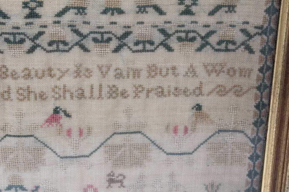 Early Victorian sampler by Susannah Canham Aged 13 1838, depicting a stag and flora, another dated 1 - Image 7 of 13
