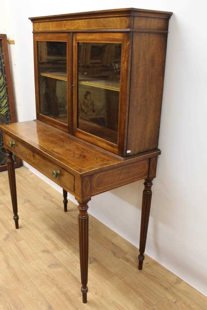 Good quality 19th century Sheraton revival vitrine cabinet on stand, the twin glazed doors enclosing - Image 6 of 7