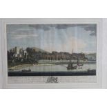 Mid 18th century hand coloured engraving by Samuel Buck - South East View of Powderham Castle near E