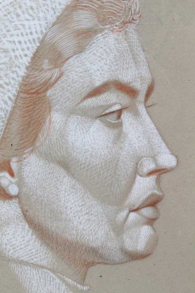 *Francis Plummer (1930-2019) pencil, crayon and bodycolour - Profile of a Young Woman, 30cm x 19cm, - Image 3 of 5