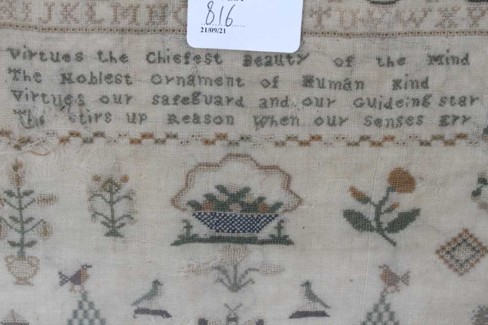 Early Victorian sampler by Susannah Canham Aged 13 1838, depicting a stag and flora, another dated 1 - Image 11 of 13