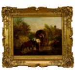 Thomas Smythe - oil on canvas - horse drawn wagon crossing stream