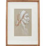 *Francis Plummer (1930-2019) pencil, crayon and bodycolour - Profile of a Young Woman, 30cm x 19cm,
