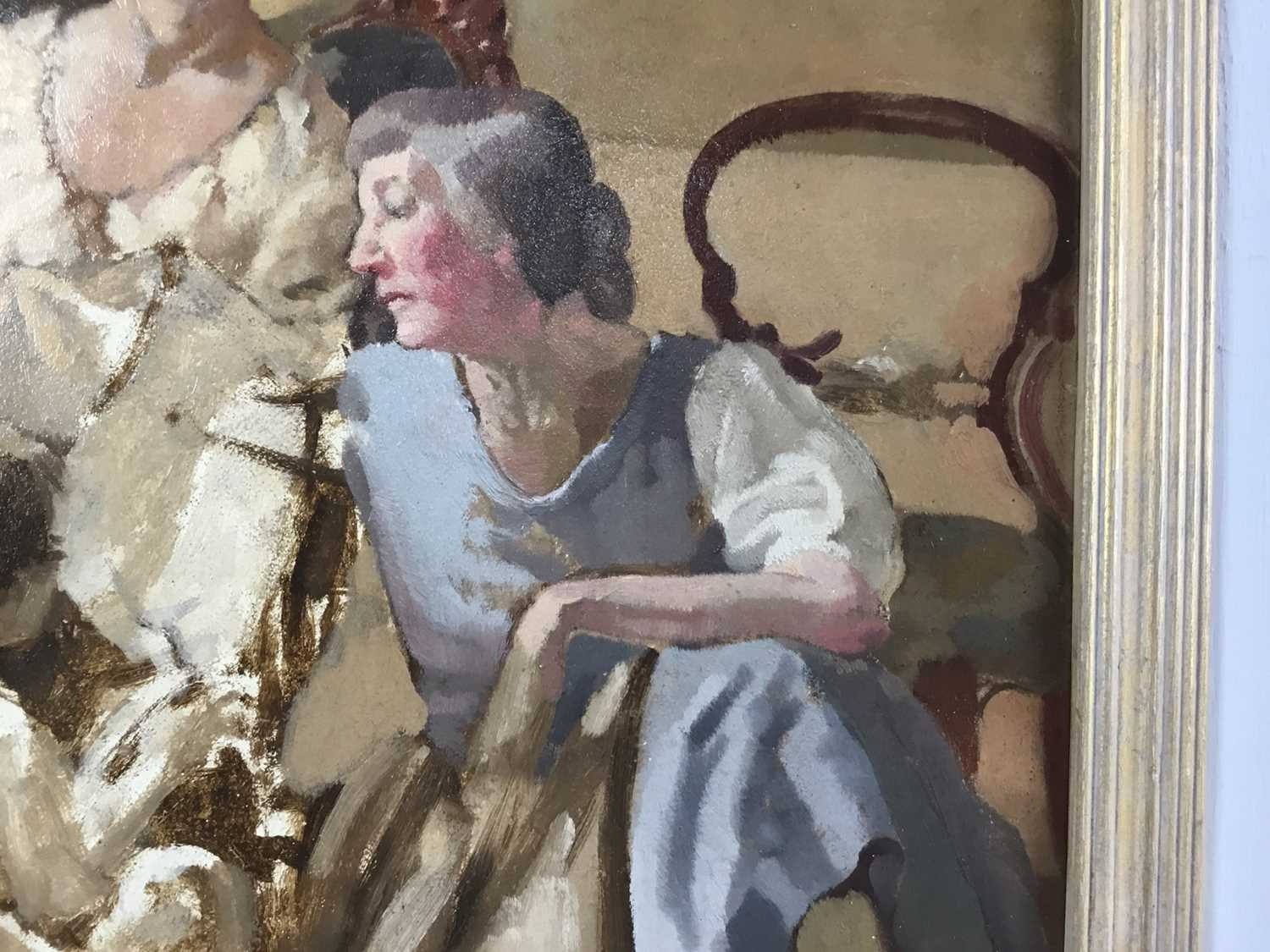 E. Grace Wheatley (1888-1970) oil on board - "Aunt Bo", in painted frame - Image 3 of 8