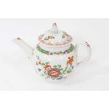Rare Plymouth teapot, circa 1768-70, of small size, polychrome painted with flowers, with Bristol co