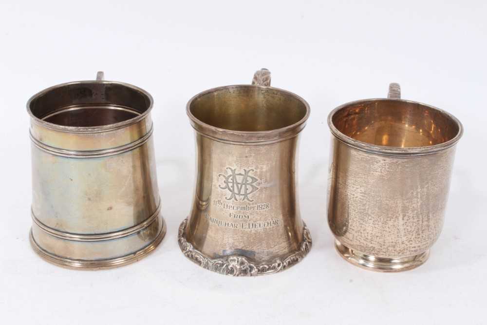 Late 1920s silver christening mug and two others