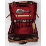 Early 20th century vanity case with silver fittings