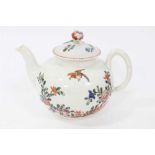 An early Worcester teapot, circa 1754-55, polychrome painted in the Chinese style, with non-matching