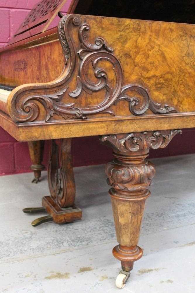 Highly decorative Victorian figured walnut cased boudoir grand piano by Collard & Collard - Image 3 of 12