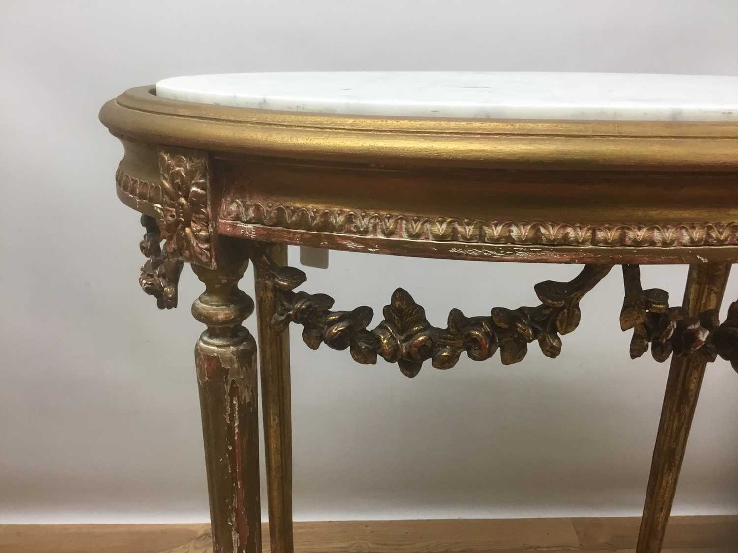 19th century French marble topped gilt wood table - Image 3 of 6