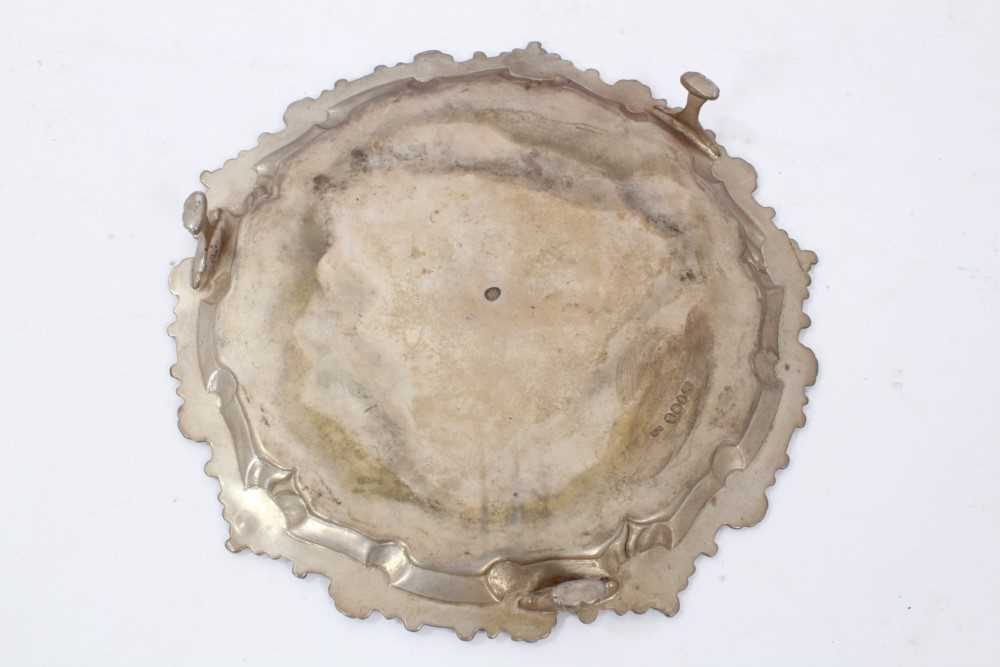 George III silver salver of hexagonal form, with piecrust and scroll border, on three scroll feet - Image 2 of 3