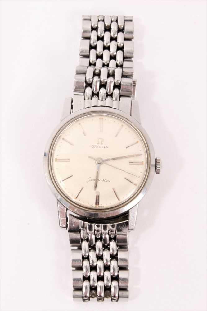 1960s Gentlemen's Omega Seamaster steel wristwatch with silvered dial and baton numerals with origin