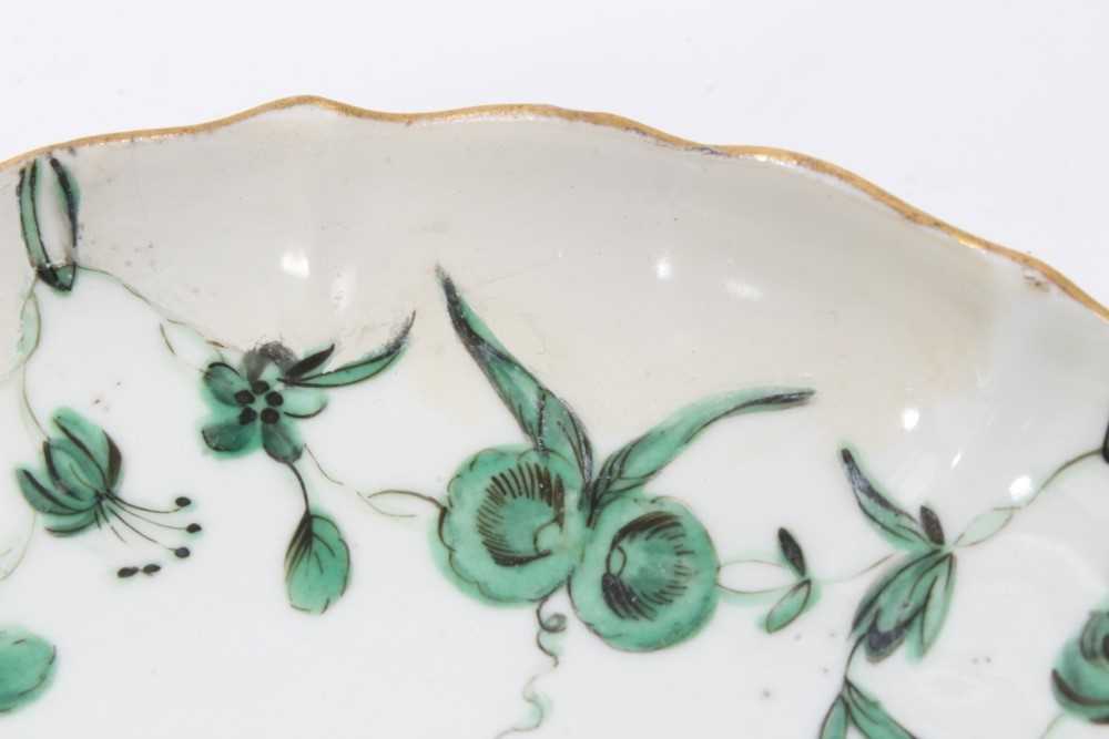 Bristol cup and saucer, circa 1772-75, decorated in green enamels with swags of flowers, with gilt r - Image 9 of 10