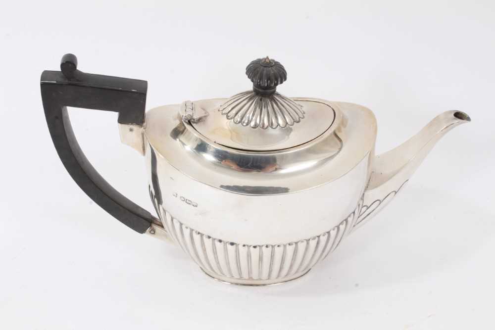 1920s silver half fluted teapot. - Image 2 of 5