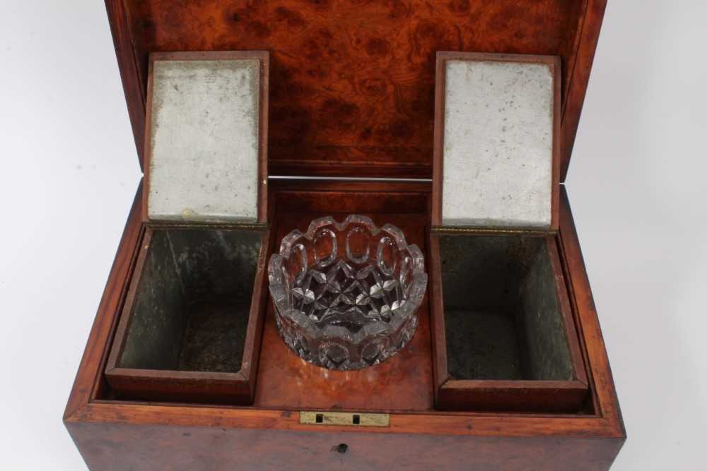 Victorian burr walnut tea caddy of rectangular form - Image 2 of 4