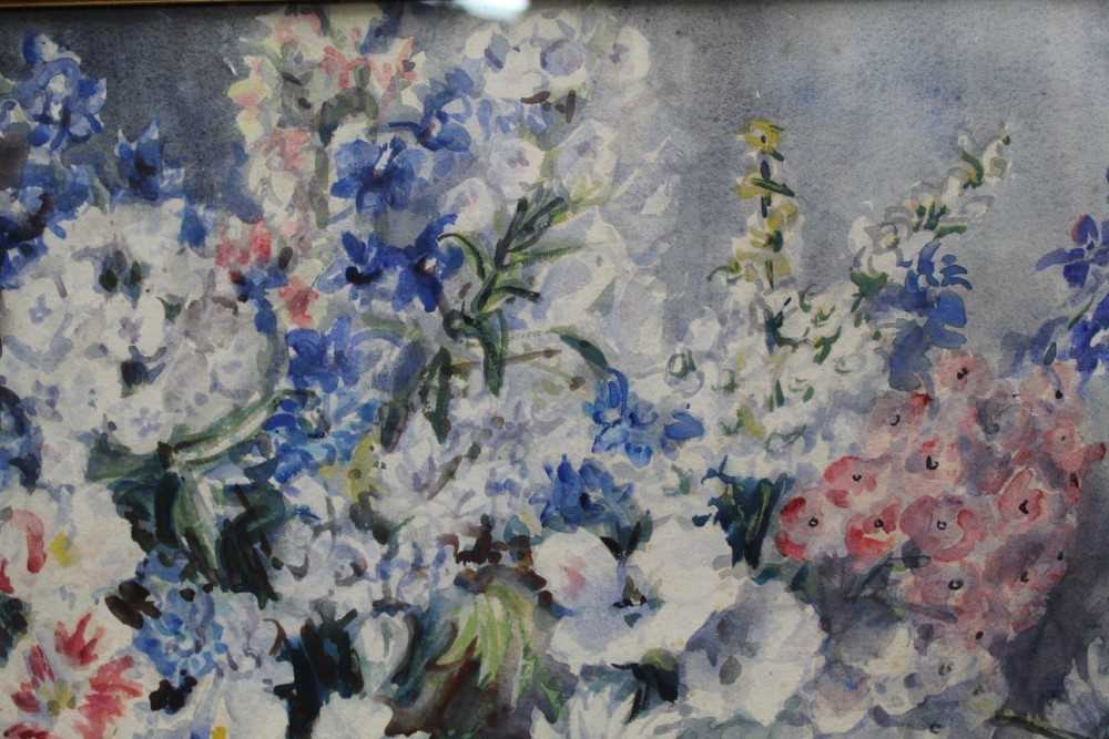 Marion Broom (1878-1962) watercolour - still life profusion of summer flowers, signed, 50cm x 75cm, - Image 5 of 6