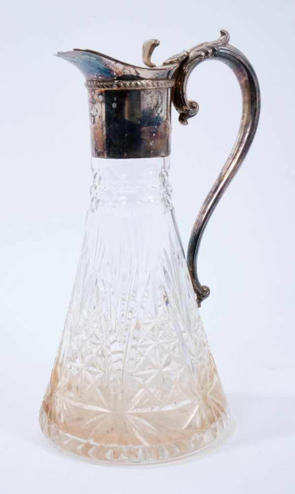 Contemporary silver mounted cut glass claret jug.