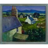 *Robert Dawson (1926-1997) oil on board, Welsh landscape with cottages