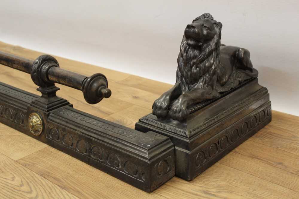 An impressive 19th century steel fire curb of classical form - Image 2 of 6