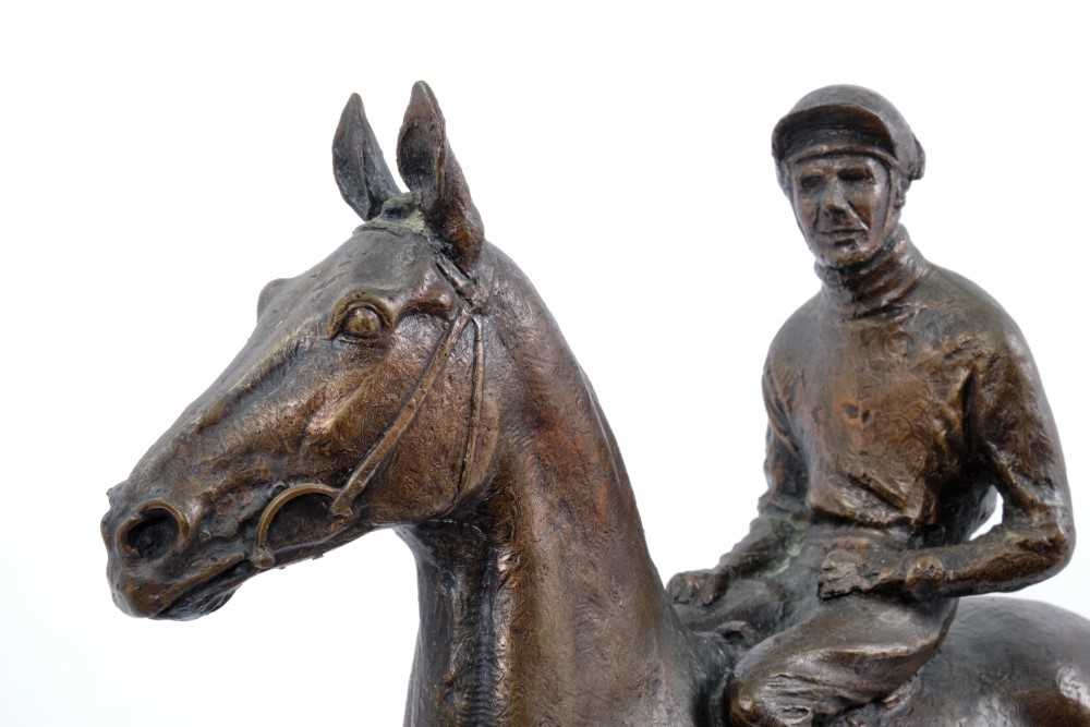 Bernard Winskill (d. 1980) large bronze sculpture of Arkle with Pat Taaffe up, 50cm long, raised on - Image 3 of 4