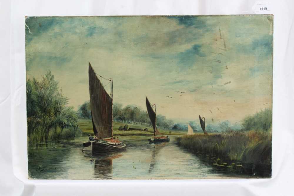 Charles Frederick Rump, pair of early 20th century oils on canvas - Wherries sailing on the Norfolk