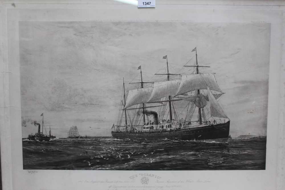 William Lionel Wyllie (1851-1931) signed black and white engraving - White Star Line "The Oceanic",