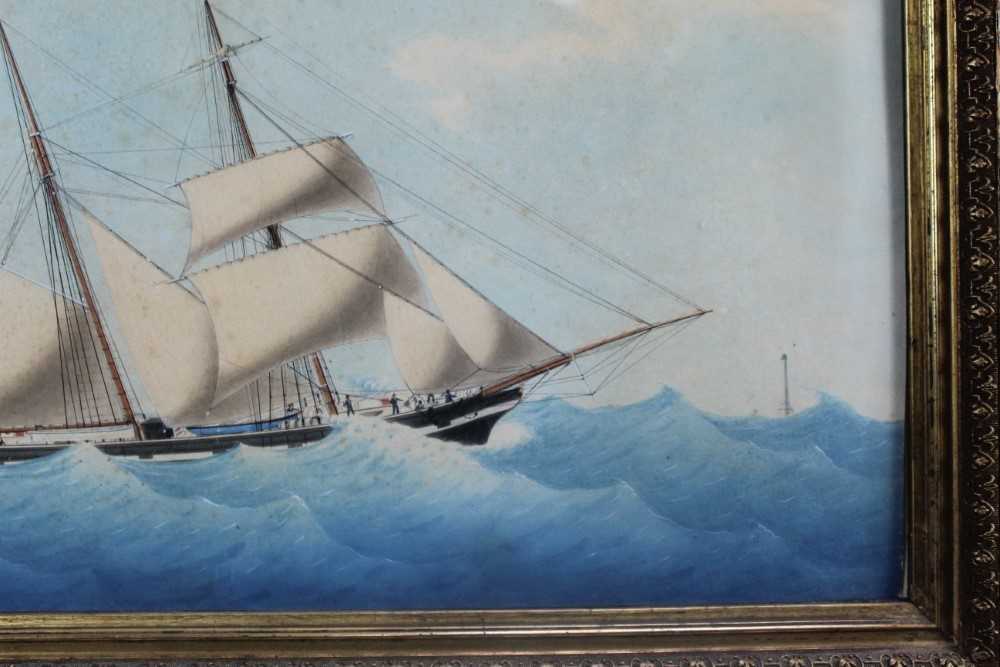 Mid 19th century ink and watercolour - 'Emma of ? Capt. John Key Thomas, off Planier in the gulf of - Image 4 of 9