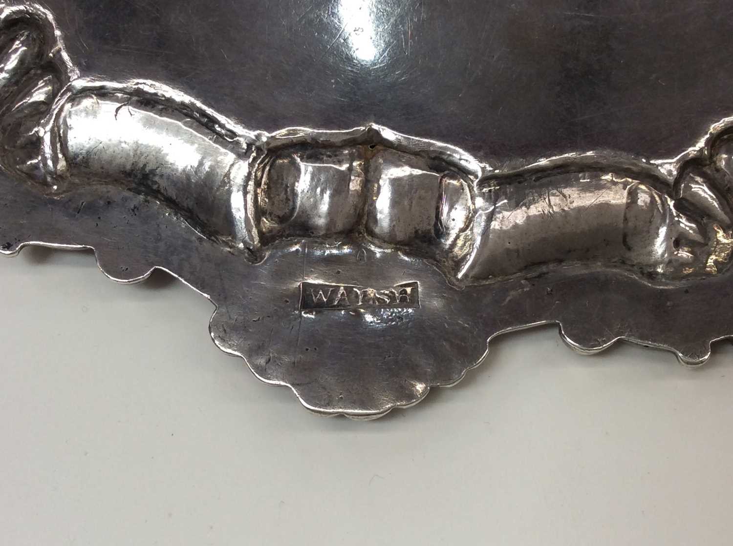 18th century provincial Irish silver salver, marked ‘Walsh, Sterling’ (Stephen Walsh, Cork). - Image 6 of 10