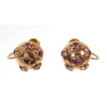 Pair Victorian style 9ct gold and garnet earrings