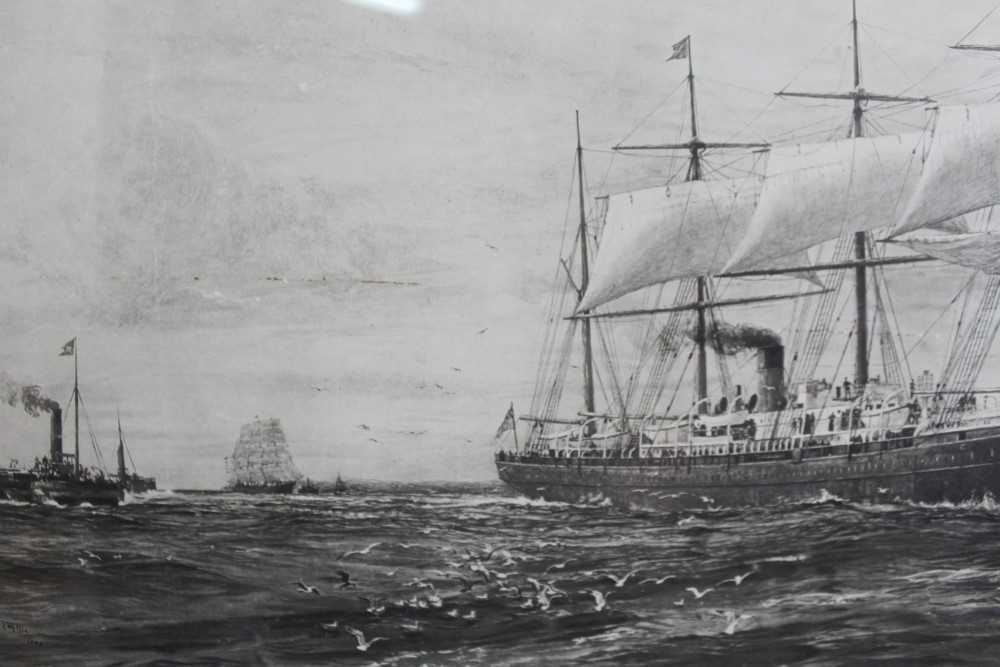 William Lionel Wyllie (1851-1931) signed black and white engraving - White Star Line "The Oceanic", - Image 9 of 18