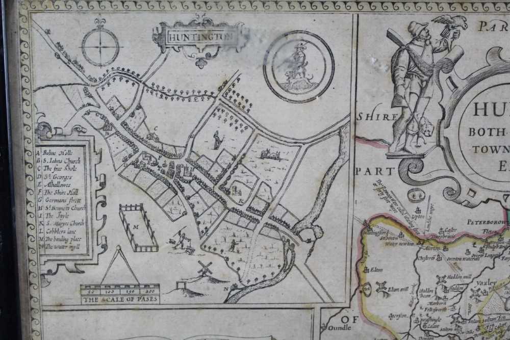 17th century engraved map of Huntington by Thomas Bassett and Richard Chiswell, in glazed frame - Image 3 of 9