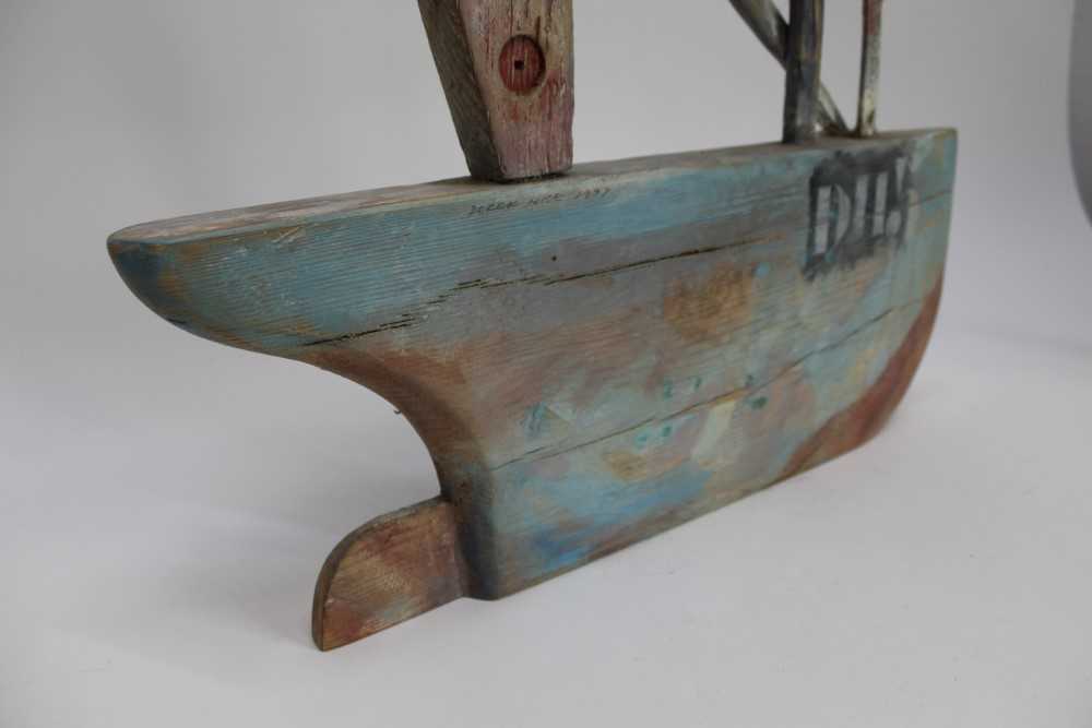 *Derek Nice (b.1933) painted wooden sculpture - Fishing Boat, signed and dated 1997 - Image 5 of 5