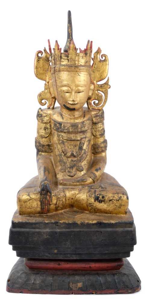 Late 19th century carved giltwood Buddha figure