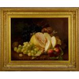 Eloise Harriet Stannard (1828-1915) oil on canvas, Peaches and grapes