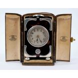Fine quality early 20th century silver mounted tortoiseshell carriage clock