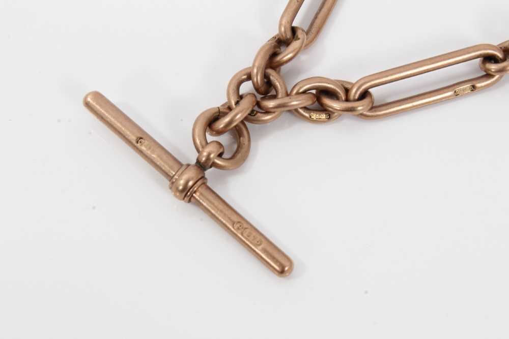 Edwardian 9ct rose gold fetter link watch chain - Image 2 of 3