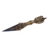 Fine quality antique Tibetan bronze ceremonial dagger